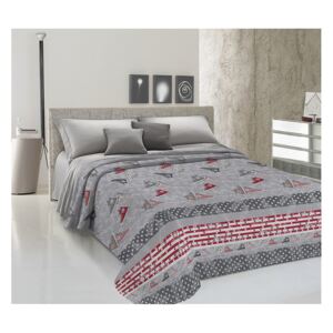 Žakarová prikrývka na posteľ TENISKY šedá