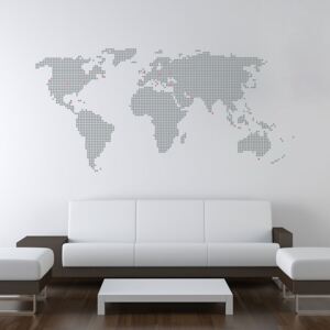 GLIX Mapa světa - samolepka na zeď Šedá 200 x 100 cm