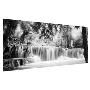 Čiernobiely obraz vodopádov (120x50 cm)
