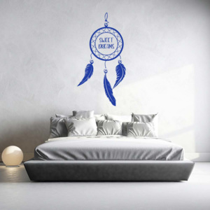 GLIX Dreamcatcher Sweet dreams - samolepka na stenu Modrá 50x25 cm
