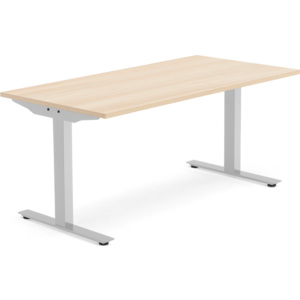 Kancelársky pracovný stôl Modulus, T-rám, 1600x800 mm, dub/strieborná