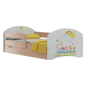 SKLADOM: Detská posteľ so zásuvkami ZVIERATKÁ na výlete 140x70 cm