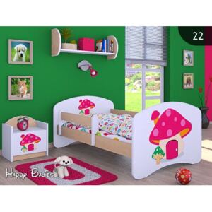 Detská posteľ bez šuplíku 160x80cm RUŽOVÝ Hríbik - svetlá hruška