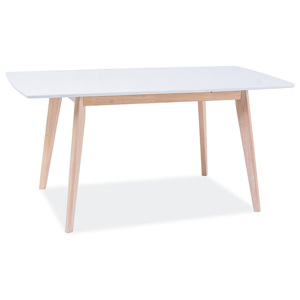 Jedálenský stôl DUO II, 75x80x120-160, biela/dub bielený