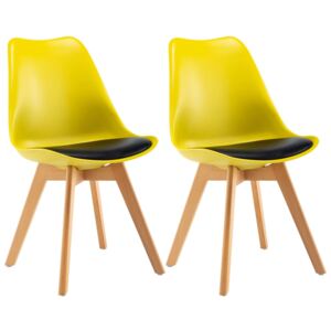 Jedálenská stolička 2 ks, žlto čierna, umelá koža