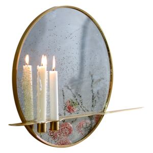 Zrkadlo so stojanom na 2 sviečky, patinované, zlatý kovový rám, HAREO TYP 2