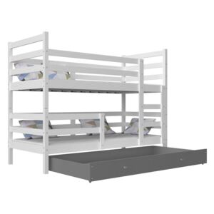 Detská posteľ RACEK COLOR, 190x90 cm, biely/šedý