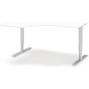 Výškovo nastaviteľný stôl Adeptus, ľavý, 1600x1200 mm, biely lam./šedá