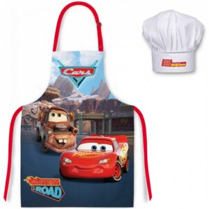 Javoli · Detská / chlapčenská zástera s kuchárskou čiapkou Autá - Cars - Blesk McQueen - pre deti 3 - 8 rokov