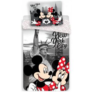 Jerry Fabrics · Posteľné obliečky Mickey & Minnie Mouse in New York - Disney - 100% bavlna - 70 x 90 cm + 140 x 200 cm