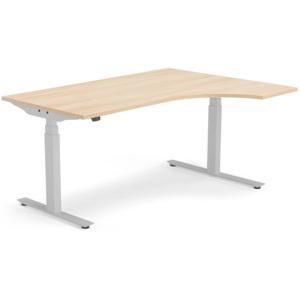 Výškovo nastaviteľný stôl Modulus, ergonomický 1600x1200 mm, strieb./dub