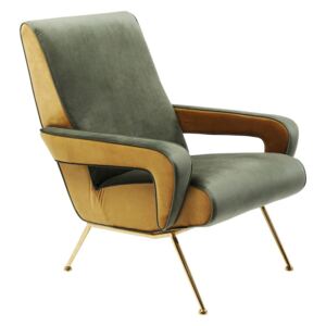 Zeleno-žlté zamatové kreslo Kare Design Luna High