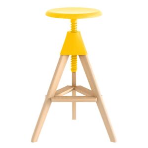 MAGIS - Barová stolička TOM - The Wild Bunch - buková se žlutým šroubem a sedákem
