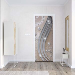 GLIX Fototapeta na dvere - Ornamental Silver And Beige Swirl Design