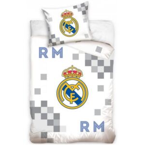 Carbotex · Futbalové posteľné obliečky FC Real Madrid - Dados Grey - 100% bavlna - 70x90 cm + 140x200 cm - Oficiálny produkt Realmadrid