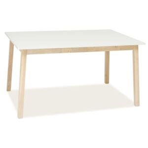 Rozkladací jedálenský stôl s bielou doskou a nohami z kaučukového dreva Signal Narvik, dĺžka 140 - 180 cm
