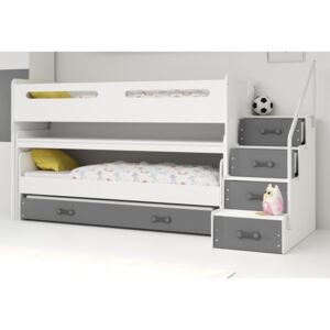 Dětská patrová postel XAVER 1, 200x80, bílá/šedá