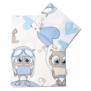 Baby Nellys 2-dielne bavlnené obliečky 135x100 cm, Cute Owls - modrá