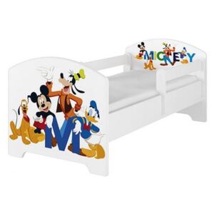 BabyBoo Detská postel Disney - Mickey s kamarátmi - biela s materacom, 160 x 80 cm