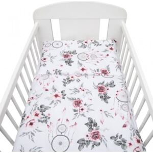 2-dielne posteľné obliečky New Baby 90/120 cm biele kvety a pierka, Vhodnosť: Pre všetkých