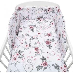 3-dielne posteľné obliečky New Baby 100/135 cm biele kvety a pierka, Vhodnosť: Pre všetkých