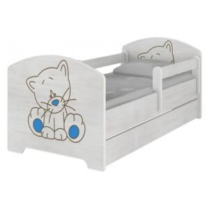 Baby Boo Detská posteľ Oskar Gravir Surf biela Mačka modrá 160x80 cm