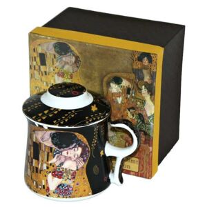Porcelánová šálka na čaj so sitkom Gustav Klimt čierna