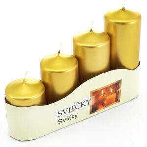 Adventné sviečky postupné zlatá metalíza 6-12cm