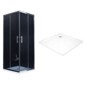 Mexen Rio štvorcový sprchovací kút 70 x 70 cm, šedé sklo-chrómový profil+ sprchová vanička, 860-070-070-01-40-4010