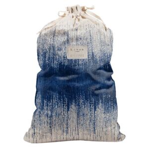Látkový vak na bielizeň s prímesou ľanu Linen Couture Bag Blue Hippy, výška 75 cm