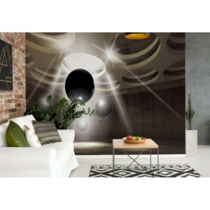 GLIX Fototapeta - 3D Modern Design Black Spheres Vliesová tapeta - 416x254 cm