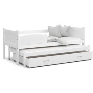 Detská posteľ s prístelkou a zásuvkou TWISTER - 190x80 cm - biela