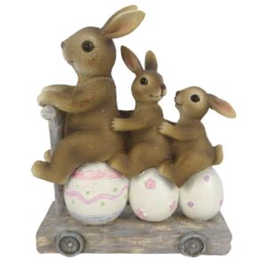 Dekorácie rodinky králikov na vozíčku - 11 * 4 * 12 cm
