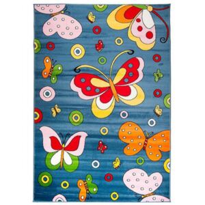 Detský kusový koberec motýliky modrý, Velikosti 80x150cm