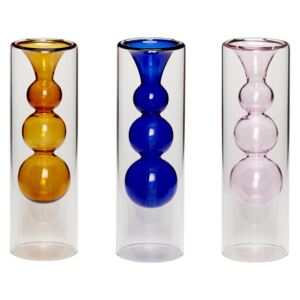 Hübsch sada váz sklo/jantár/modrá/ružová 660914, jantárová/modrá/ružová
