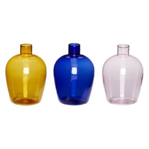 Hübsch sada váz sklo/jantár/modrá/ružová 661204, jantárová/modrá/ružová