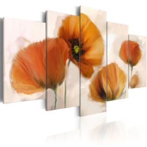 Obraz na plátne Bimago - Artistic poppies - 5 pieces 100x50 cm