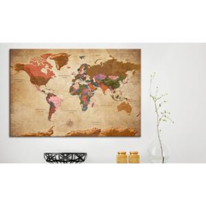 Obraz na korku mapa sveta - World Map: Brown Elegance