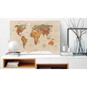 Obraz na korku béžová mapa sveta - Beige Chic