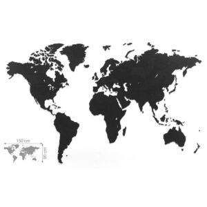 MiMi Innovations Nástenná dekorácia mapa sveta Luxury puzzle čierna 150x90 cm