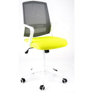 MERCURY študentská stolička SUN, bílé područky, šedý operadlo, zelený sedák