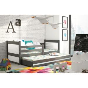 Detská posteľ RICO 2 + matrac + rošt ZADARMO, 80x190 cm, grafit, biela
