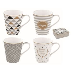 Hrnček porcelánový, set 4ks 260ml, krabička, Coffee Mania