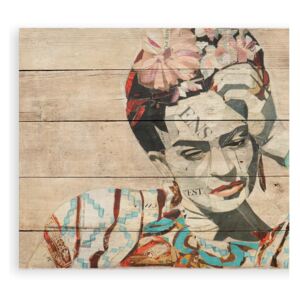 Nástenná ceduľa z borovicového dreva Madre Selva Collage of Frida, 40 × 60 cm