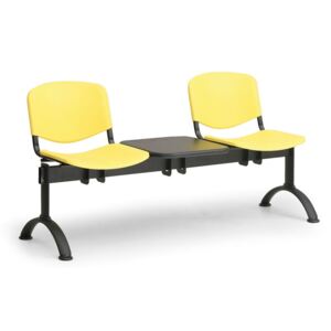 EUROSEAT Plastová lavice do čakární ISO, 2-sedadlo + stolík, žltá, čierne nohy
