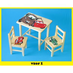 Detský stôl s stoličkami Autá + malý stolček zadarmo !! (Výber zo štyroch vzorov + malý stolček zadarmo !!)