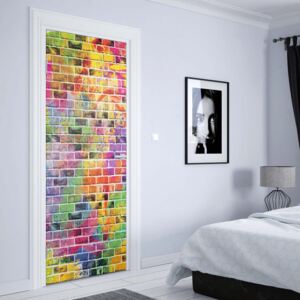 GLIX Fototapeta na dvere - Multicoloured Brick Wall Texture