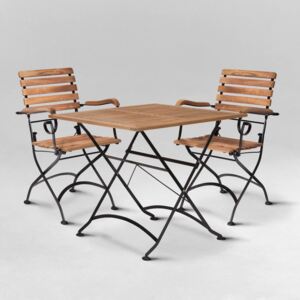 PARKLIFE Set záhradného nábytku 2 ks stoličky s opierkami a 1 ks stôl - hnedá/čierna
