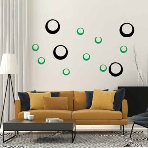 GLIX Dekorácie kruhy - samolepka na stenu Čierná a zelená 60 x 40 cm