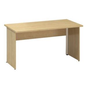 Kancelársky stôl Alfa 100 so sivým podnožím, 140 x 70 x 73,5 cm, rovné vyhotovenie, dezén divoká hruška